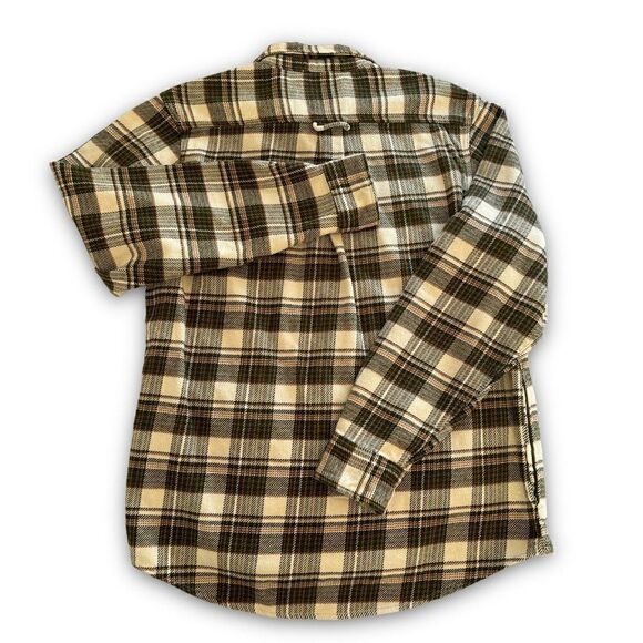 Orvis Plaid Flannel Button Shirt Men Cotton Green Brown Check Soft Heavy Medium - Picture 4 of 9